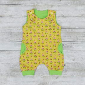   Nyári kertésznadrág (baba napozó), Cseresznye és tulipán