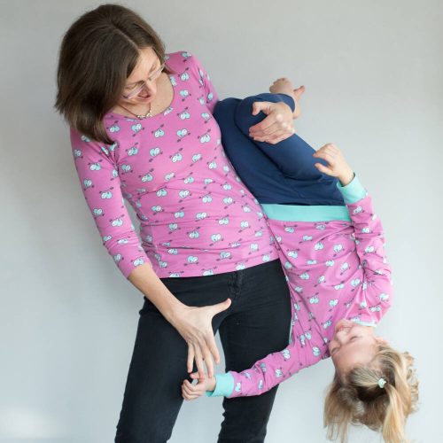 Felsőruházat_Pólók_Női póló Lazulós női póló, háromnegyedes ujjal - Vidám pink lajhárok