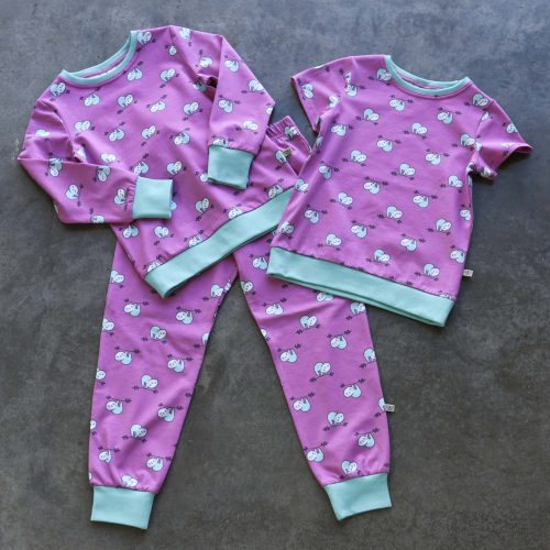 Gyerek tavaszi-nyári pizsama szett - Vidám pink lajhárok