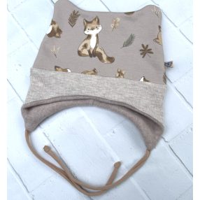 Téli bélelt babasapka (huncutsapka), Vuk a kisróka-bézs